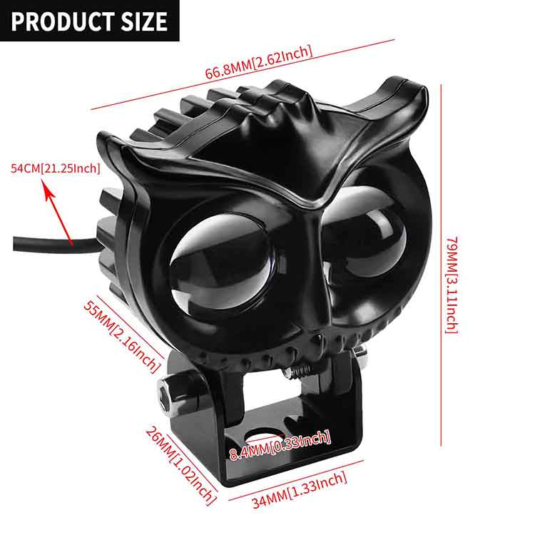 Owl Design Dual Color Led Motorcycle Fog Light