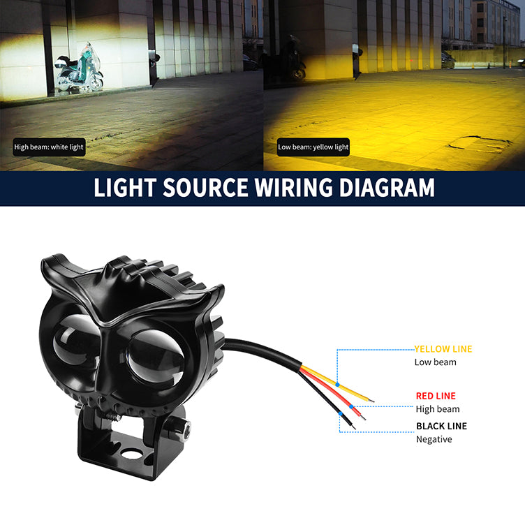 Owl Design Dual Color Led Motorcycle Fog Light