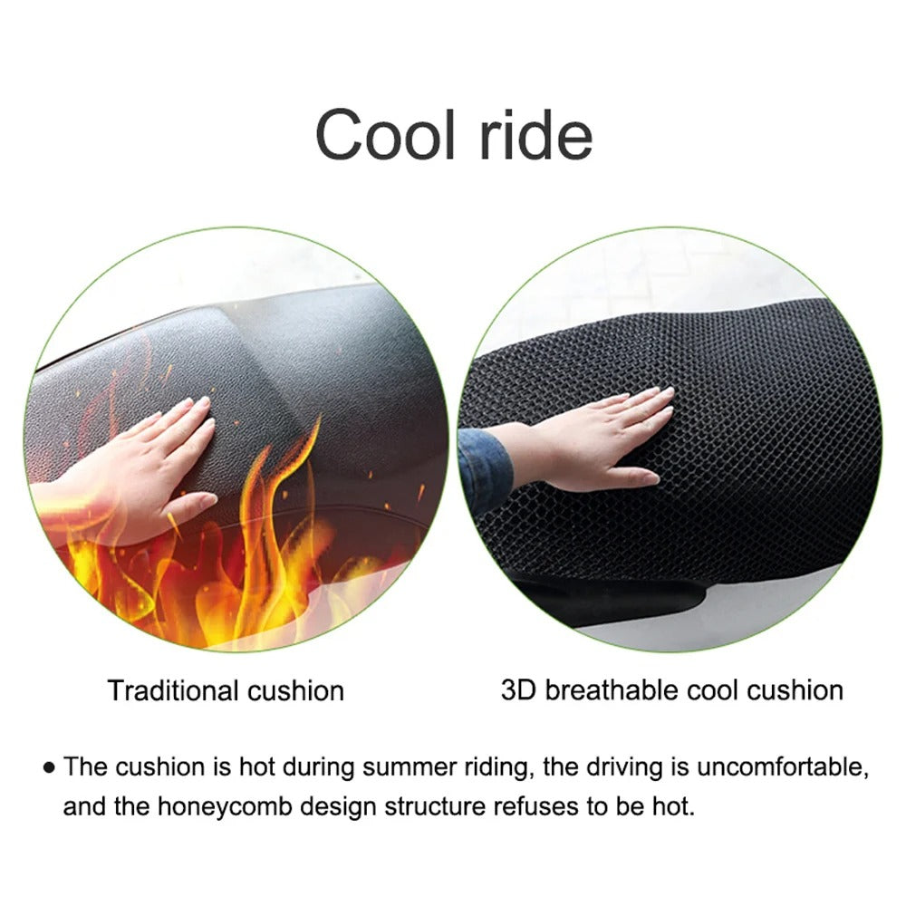 3D Black Motorcycle Electric Bike Mesh Net Seat Cover Breathable Protector